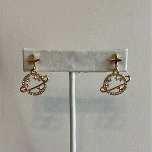 Gold Tone Star/Planet Earrings